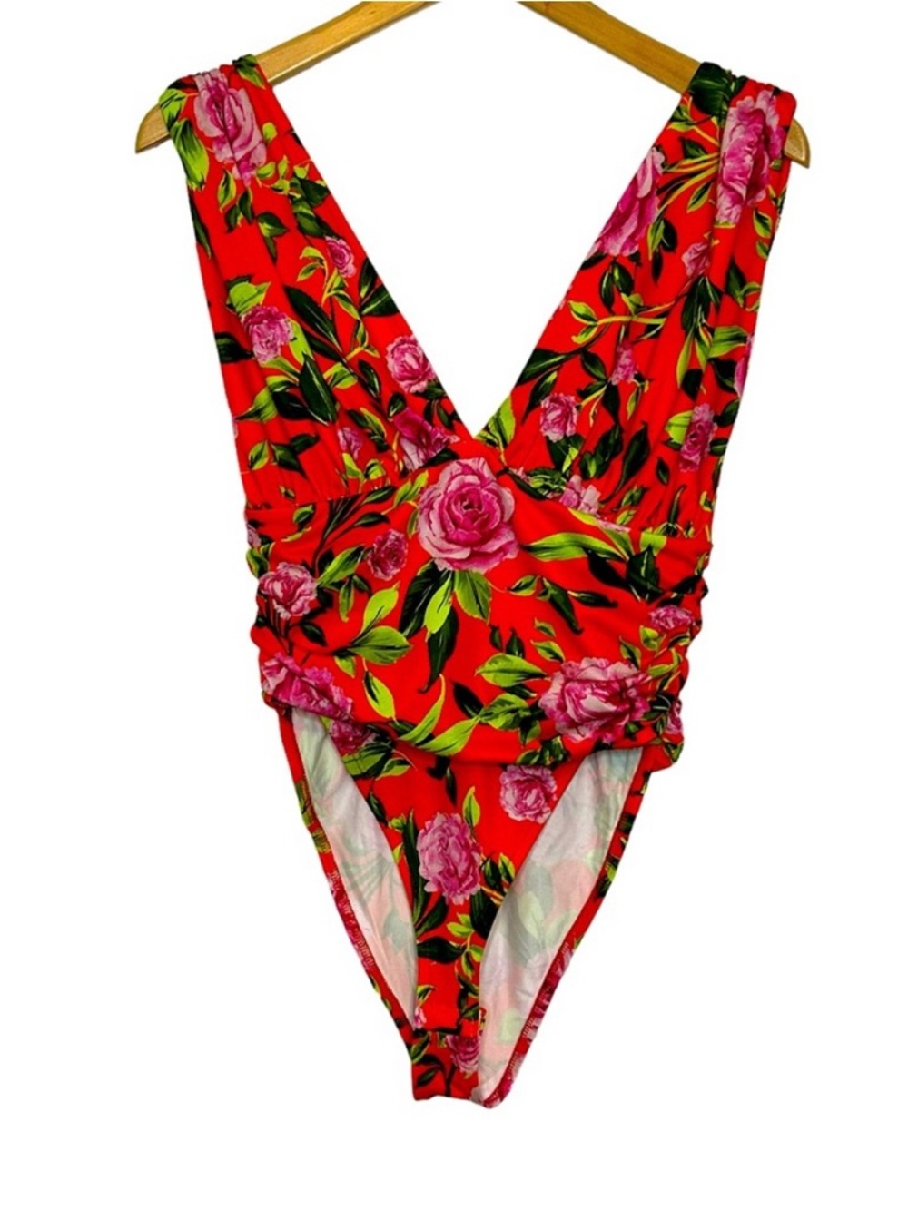 Zara Floral Draped Bodysuit Sleeveless Plunge Neckline